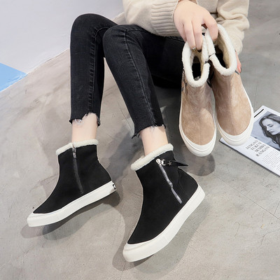 Γυναικείες μπότες eco suede με ζεστή επένδυση σε καφέ και μαύρο χρώμα