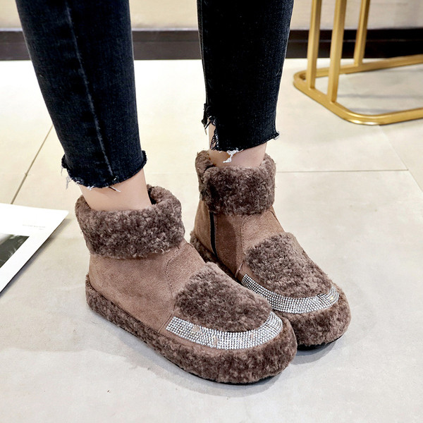 Cizme de puf de damă cu căptușeală moale în două culori