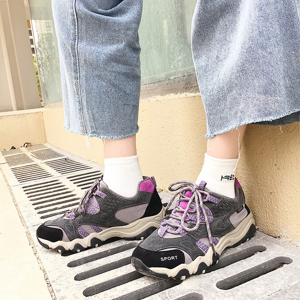 Adidasi moderni de dama cu talpa aspra in trei culori