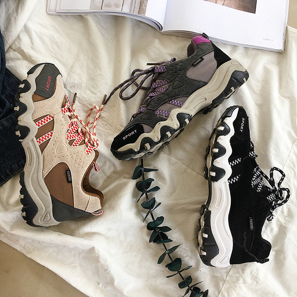 Adidasi moderni de dama cu talpa aspra in trei culori