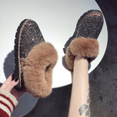 Хит модерни дамски боти с пух в два цвята