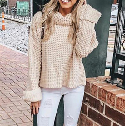 Női téli pulóver pólógallérral, fekete, barna és bézs színben