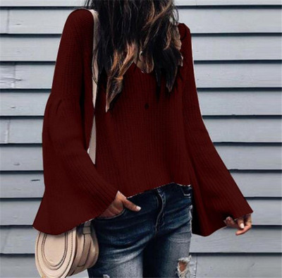 Stílusos női pulóver V-nyakkal és széles ujjakkal több színben