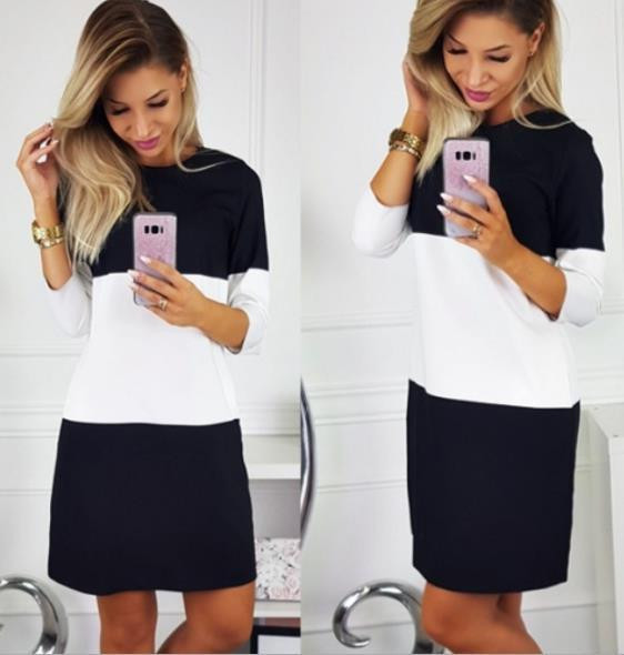 Rochie modernă pentru femei în alb-negru