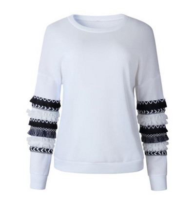 Alkalmi női blúz O-nyakkal, fehér, rózsaszín és szürke színben