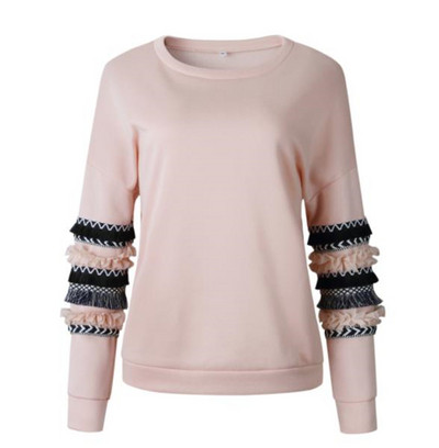 Alkalmi női blúz O-nyakkal, fehér, rózsaszín és szürke színben