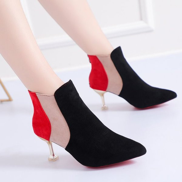 Eco velúrból készült stílusos női csizma vékony sarokkal, két színben