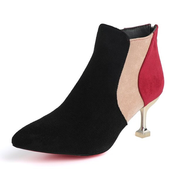 Eco velúrból készült stílusos női csizma vékony sarokkal, két színben