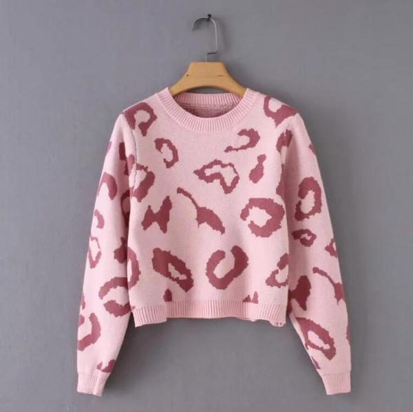 Pulover scurt de dama cu model leopard in trei culori