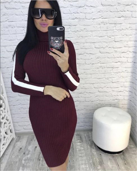 Rochie de iarna de dama moderna cu guler polo in mai multe culori