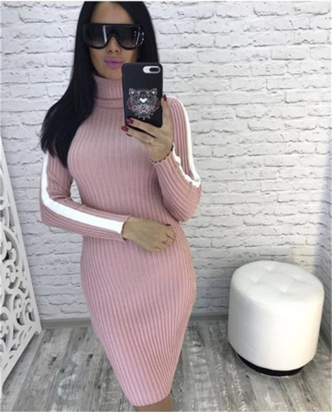 Rochie de iarna de dama moderna cu guler polo in mai multe culori