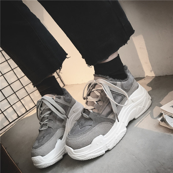 Adidași sport și casual de damă, cu căptușeală moale, de culoare gri