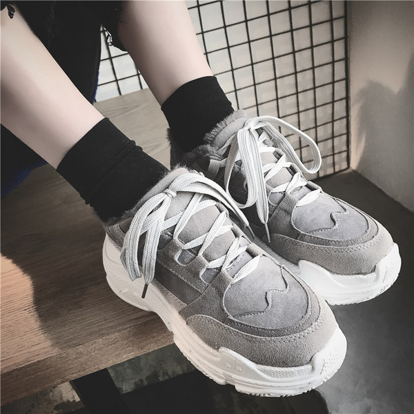 Adidași sport și casual de damă, cu căptușeală moale, de culoare gri