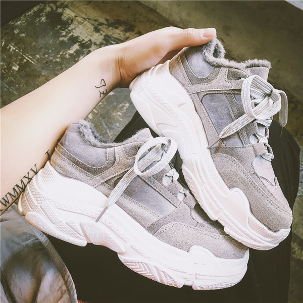 Adidași sport și casual de damă, cu căptușeală moale, de culoare gri