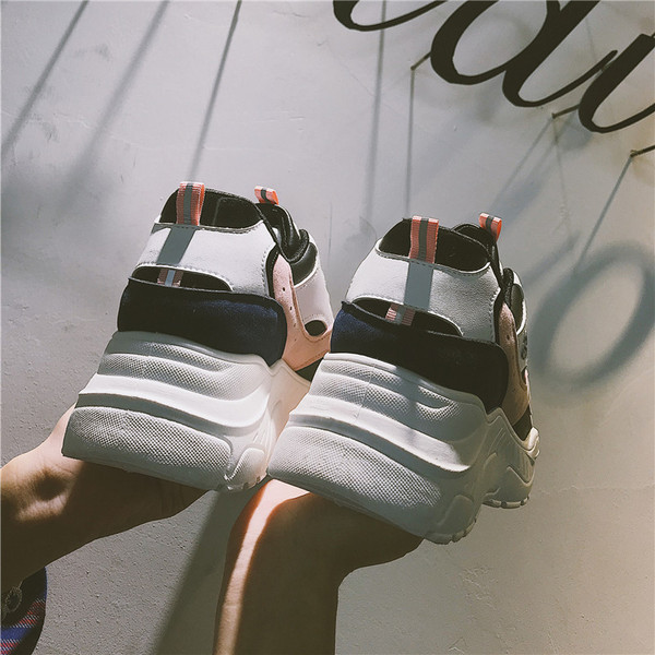 Tenisi casual de dama colorati cu talpa groasa