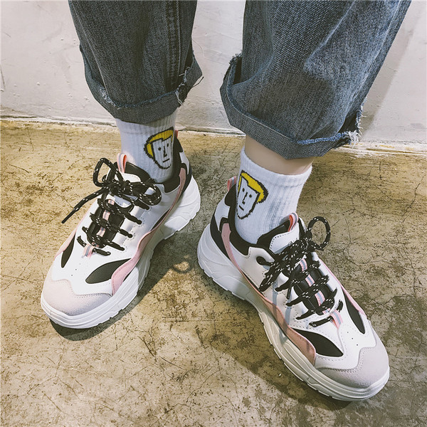 Tenisi casual de dama colorati cu talpa groasa