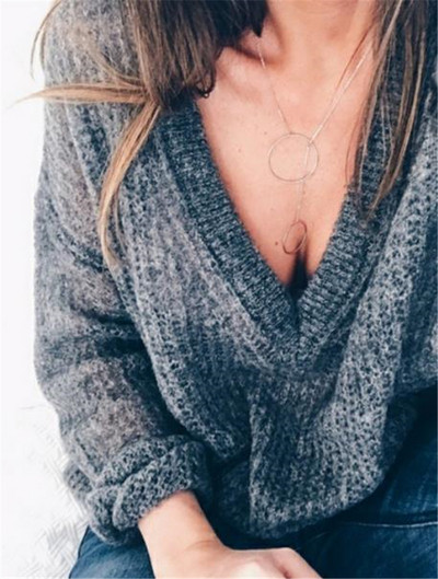 Modern női pulóver V-nyakkal, többféle színben