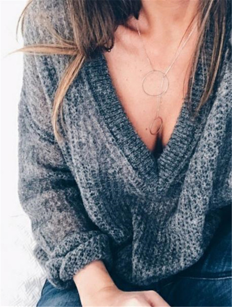 Modern női pulóver V-nyakkal, többféle színben