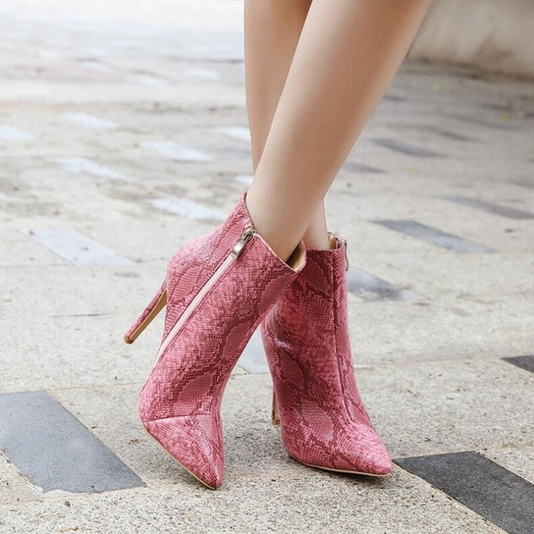 Öko bőrből készült új női csizma vékony 10,5 cm-es sarokkal, két színben