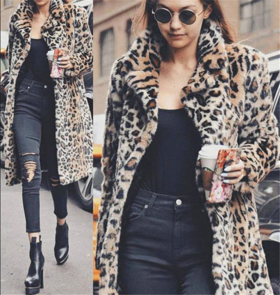 Модерно дамско палто с  леопардов десен в два цвята 