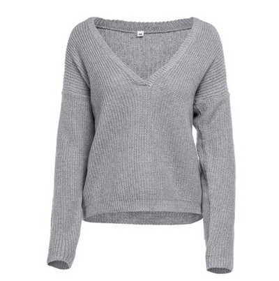 Pulover de iarnă de damă modern cu decolteu în V adânc în mai multe culori