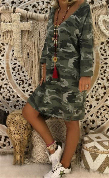 Alkalmi, színes női ruha V-nyakkal