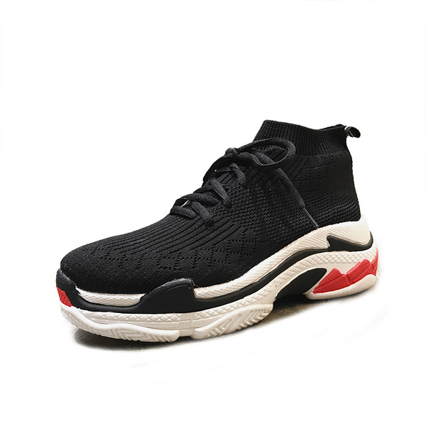 Női alkalmi, légáteresztő tornacipő fekete és piros színben