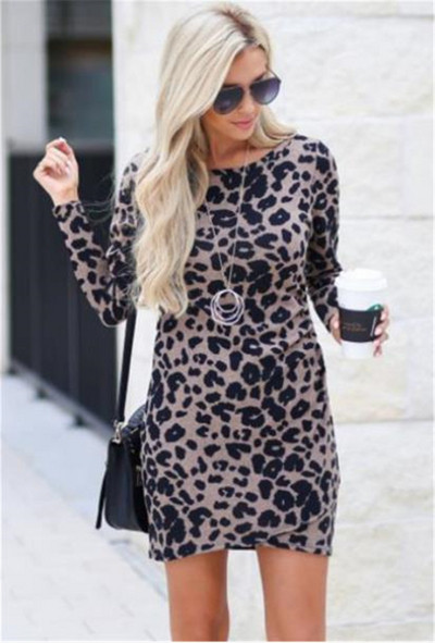 Stílusos női pamut ruha rövid modell hosszú ujjal