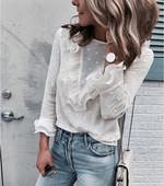 Stílusos női blúz hosszú ujjal - fehér színű