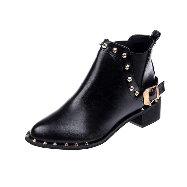 Öko bőrből és fém elemekből készült női csizma két színben