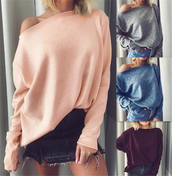 Pulover de dama modern cu umar cazut in mai multe culori