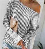 Lezser női csíkos blúz leesett váll