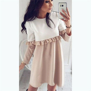 Καθημερινή κυρία με μακριά μανίκια φόρεμα σε δύο χρώματα