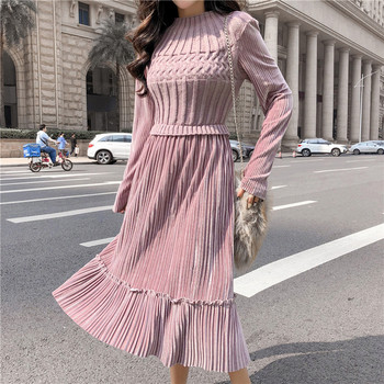 Hosszú, modern női ruha fekete és rózsaszín színben