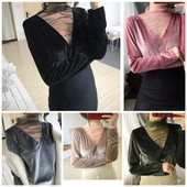 Elegáns női bársony blúz és háló több színben