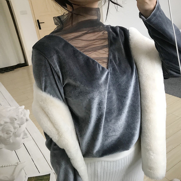 Elegáns női bársony blúz és háló több színben