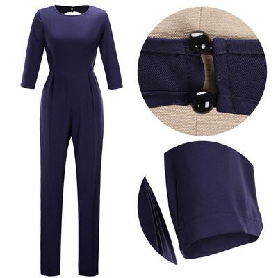 Stílusos női overál csupasz háttal, 3/4 ujjú több színben