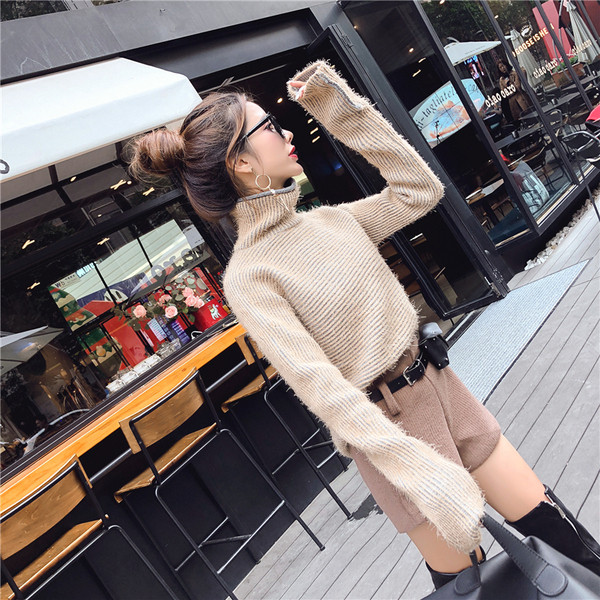 Női téli pulóver O-nyakkal