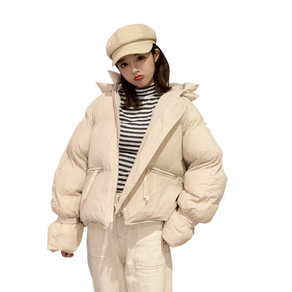 Modern női téli kabát kapucnival két színben