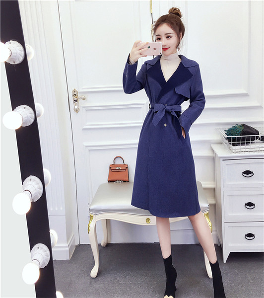 Női kabát V-nyakú szürke és kék színben