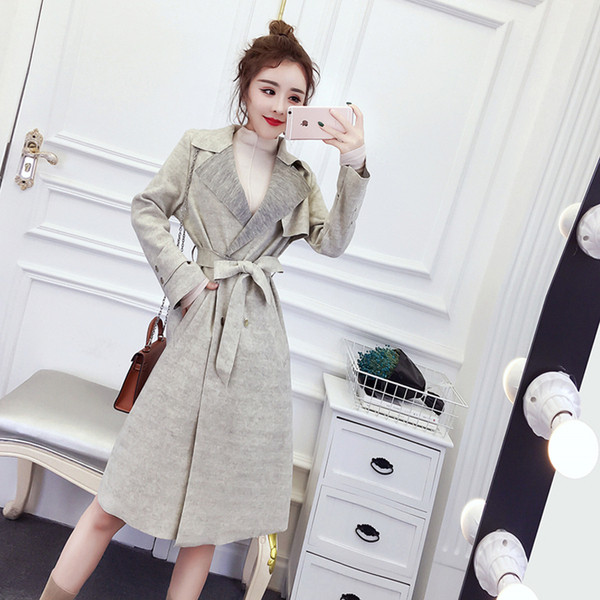 Női kabát V-nyakú szürke és kék színben