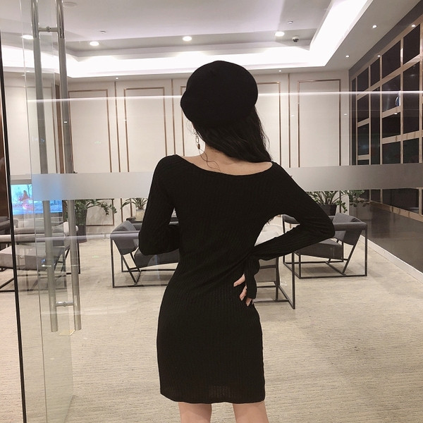 Γυναικείο φόρεμα μόδας με μανίκι λωτού σε ροζ και μαύρο χρώμα