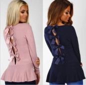 Modern női blúz, hátul szalaggal, két színben