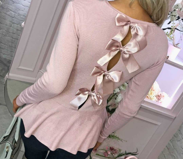 Modern női blúz, hátul szalaggal, két színben