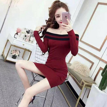 Elegáns vállú, stílusos női ruha két színben