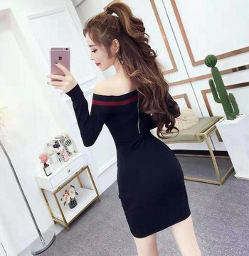 Elegáns vállú, stílusos női ruha két színben