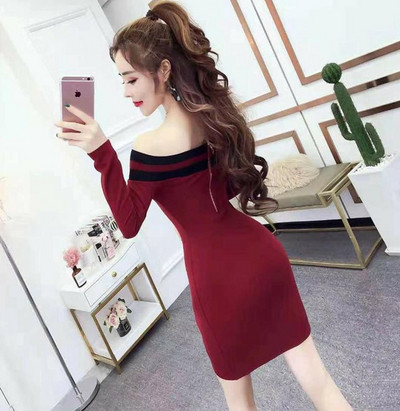 Elegáns vállú, stílusos női ruha két színben