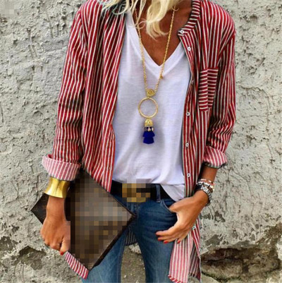 Camasa de dama moderna in dungi model lung in mai multe culori
