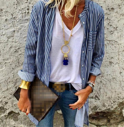 Camasa de dama moderna in dungi model lung in mai multe culori