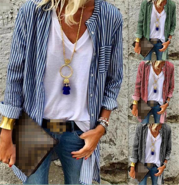 Camasa de dama moderna in dungi model lung in mai multe culori